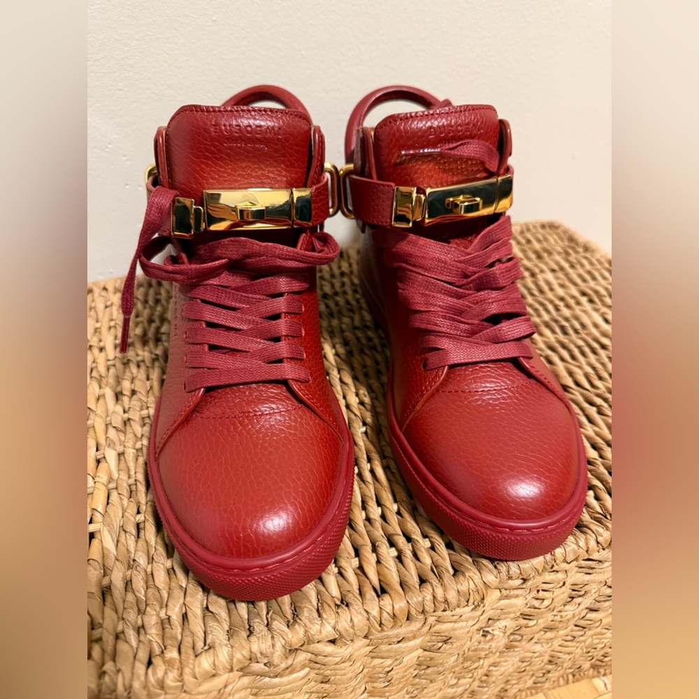 Buscemi Men's Deep Red High-Top Sneakers